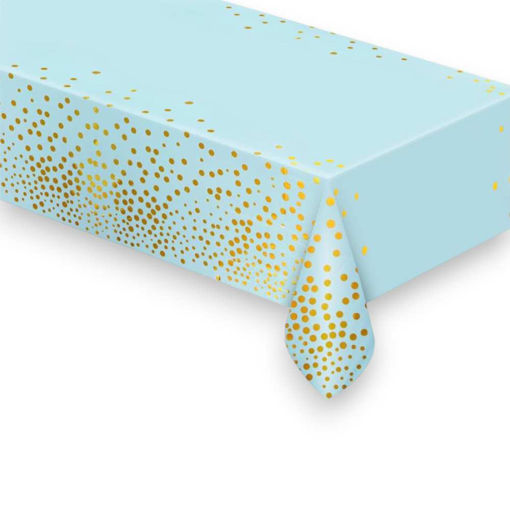 Picture of BLUE TABLECLOTH WITH GOLD DOTS 167X183CM